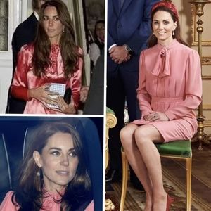 Stella McCartney Silk pink pussybow dress ASO princess Kate Middleton